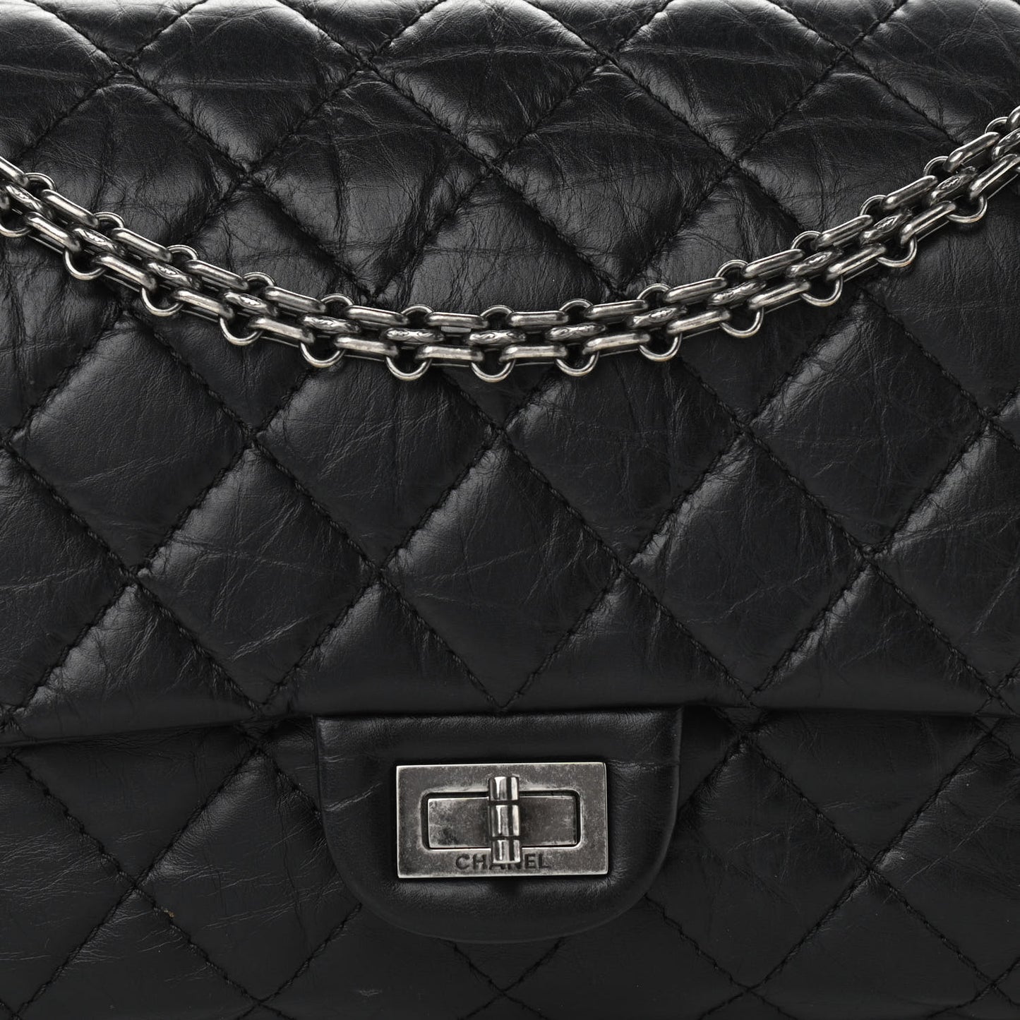 Aged Calfskin Quilted 2.55 Reissue 226 Flap Black