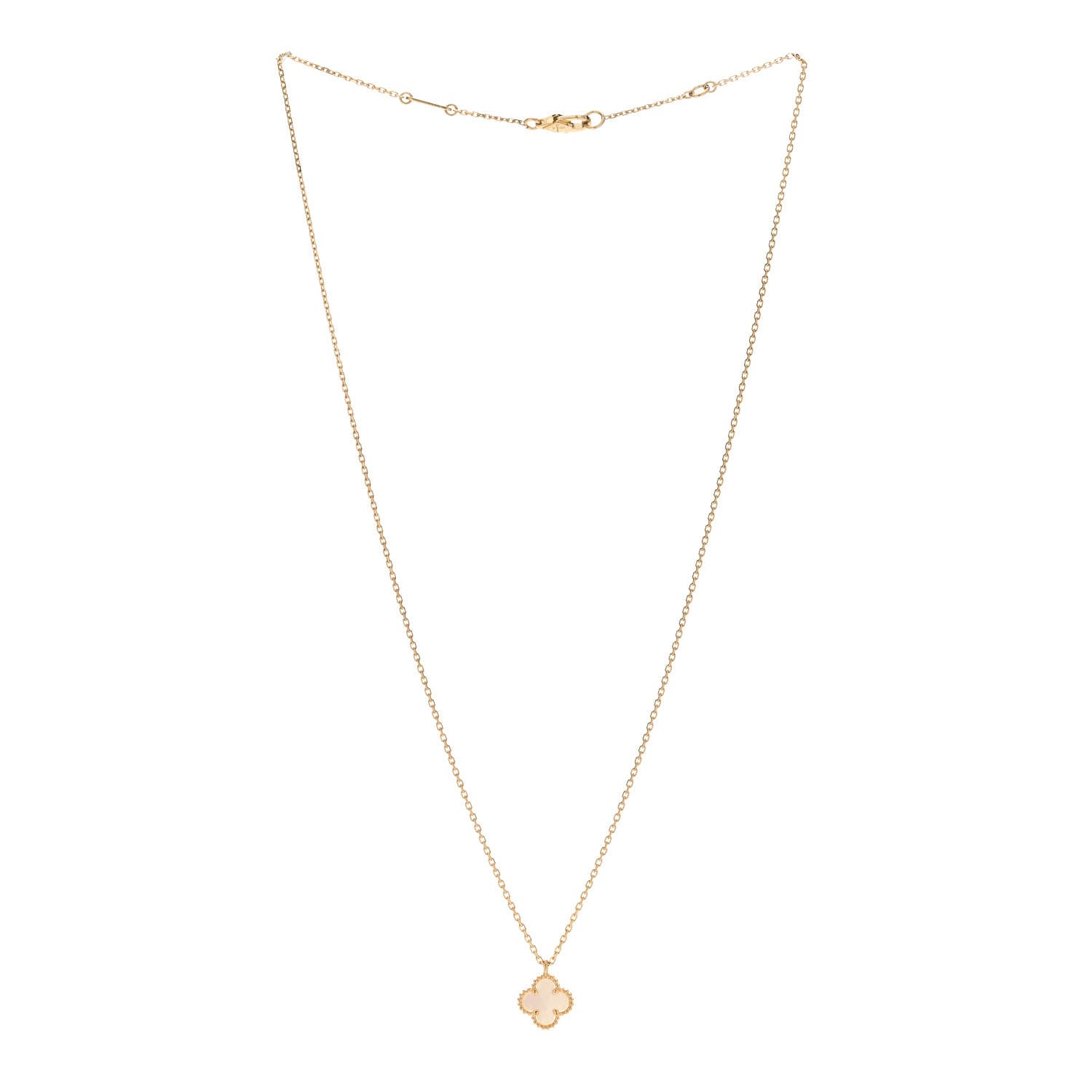 Van Cleef & Arpels 18K Yellow Gold Mother of Pearl Sweet Alhambra Pendant Necklace 3 of 5