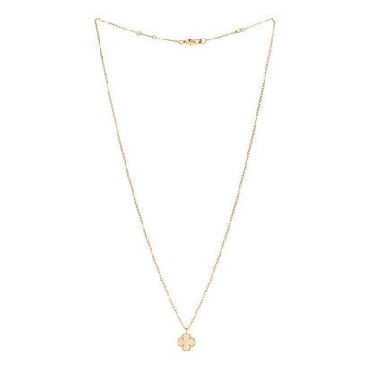 Van Cleef & Arpels 18K Yellow Gold Mother of Pearl Sweet Alhambra Pendant Necklace 3 of 5