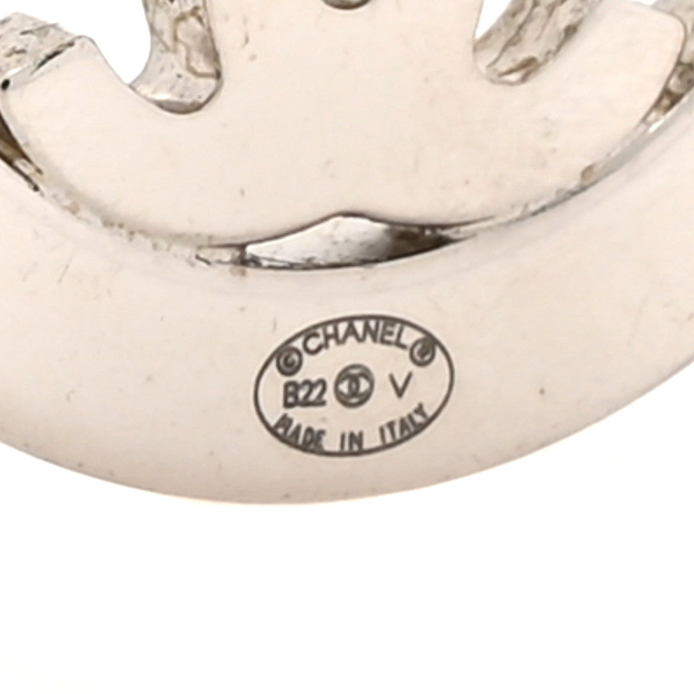 Chanel Crystal CC Round Earrings Silver 4 of 6