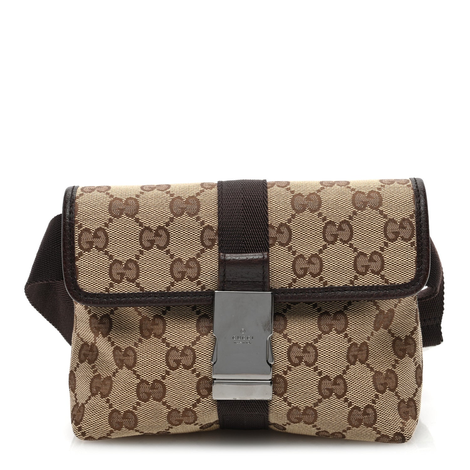 Gucci GG Monogram Buckle Belt Bag Dark Brown 1 of 10