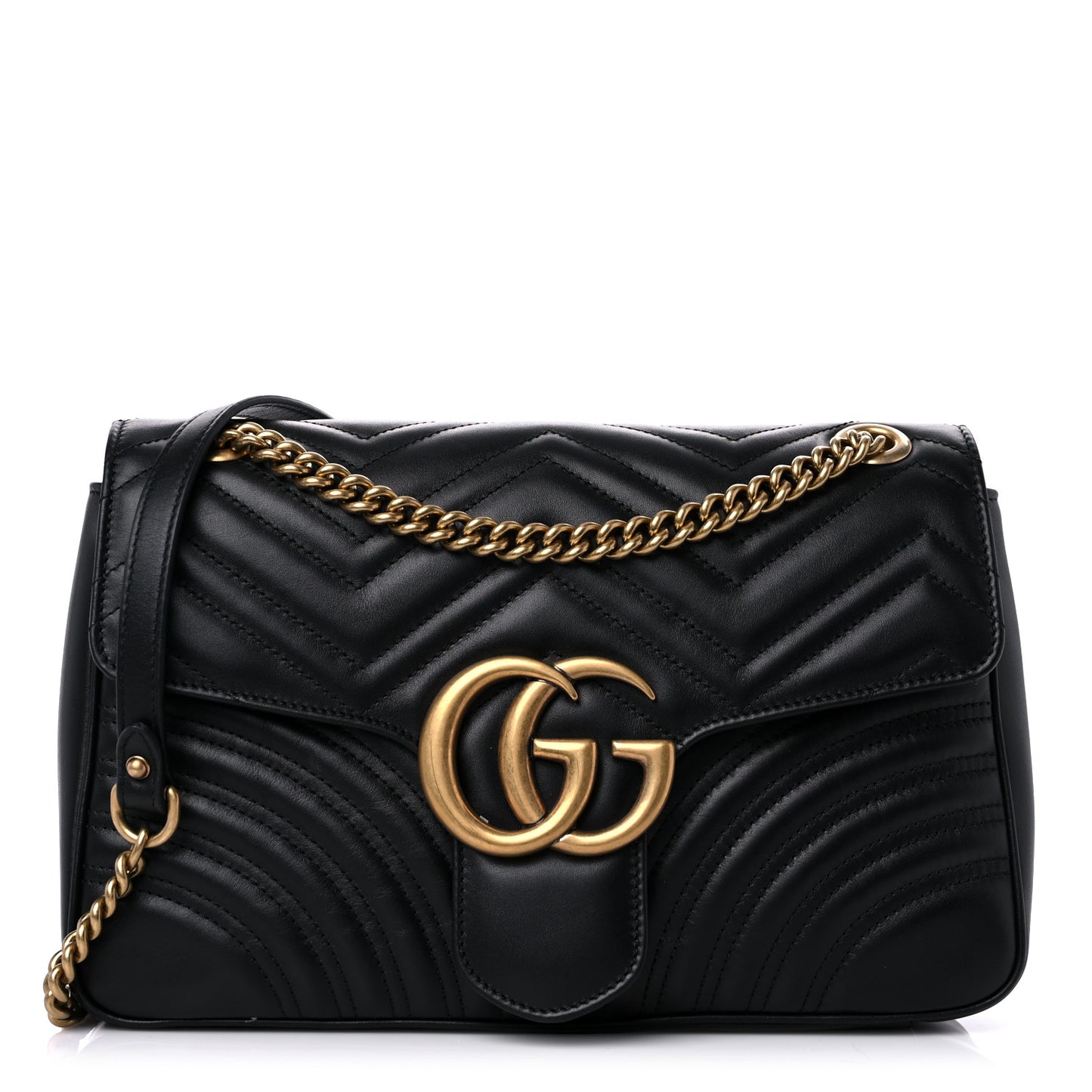 Calfskin Matelasse Medium GG Marmont Shoulder Bag Black