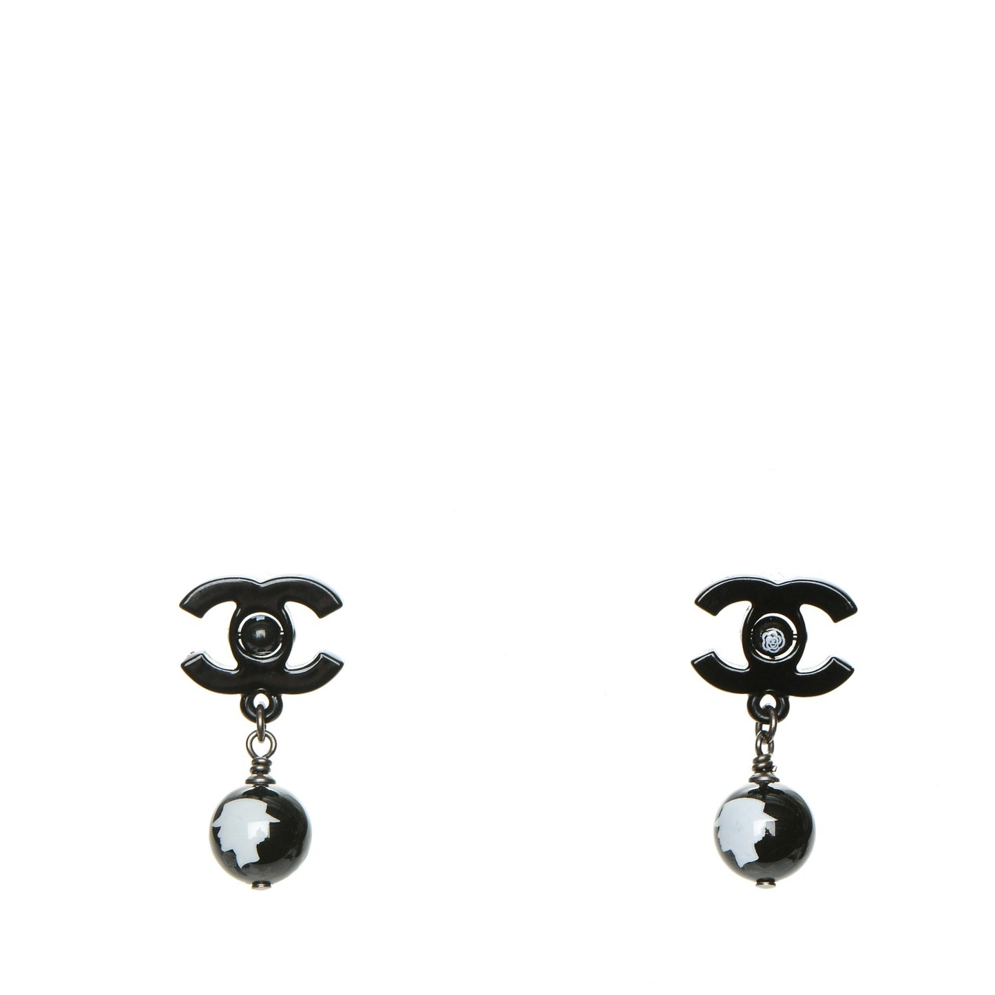 Enamel Bead CC Coco Drop Earrings Black