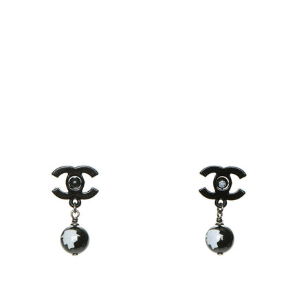 Chanel Enamel Bead CC Coco Drop Earrings Black 1 of 5