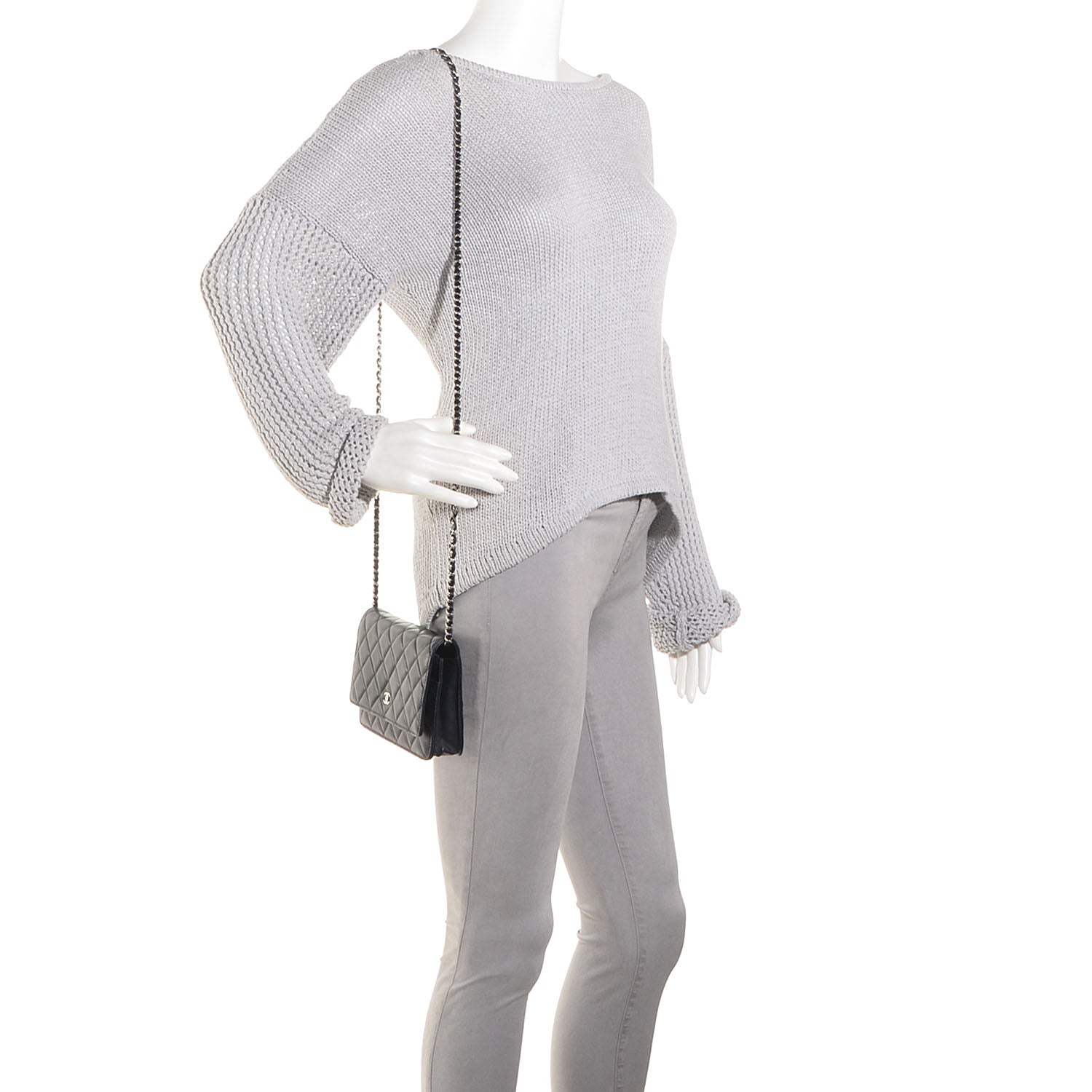 Chanel Lambskin Quilted Wallet On Chain WOC Navy Blue 2 of 9