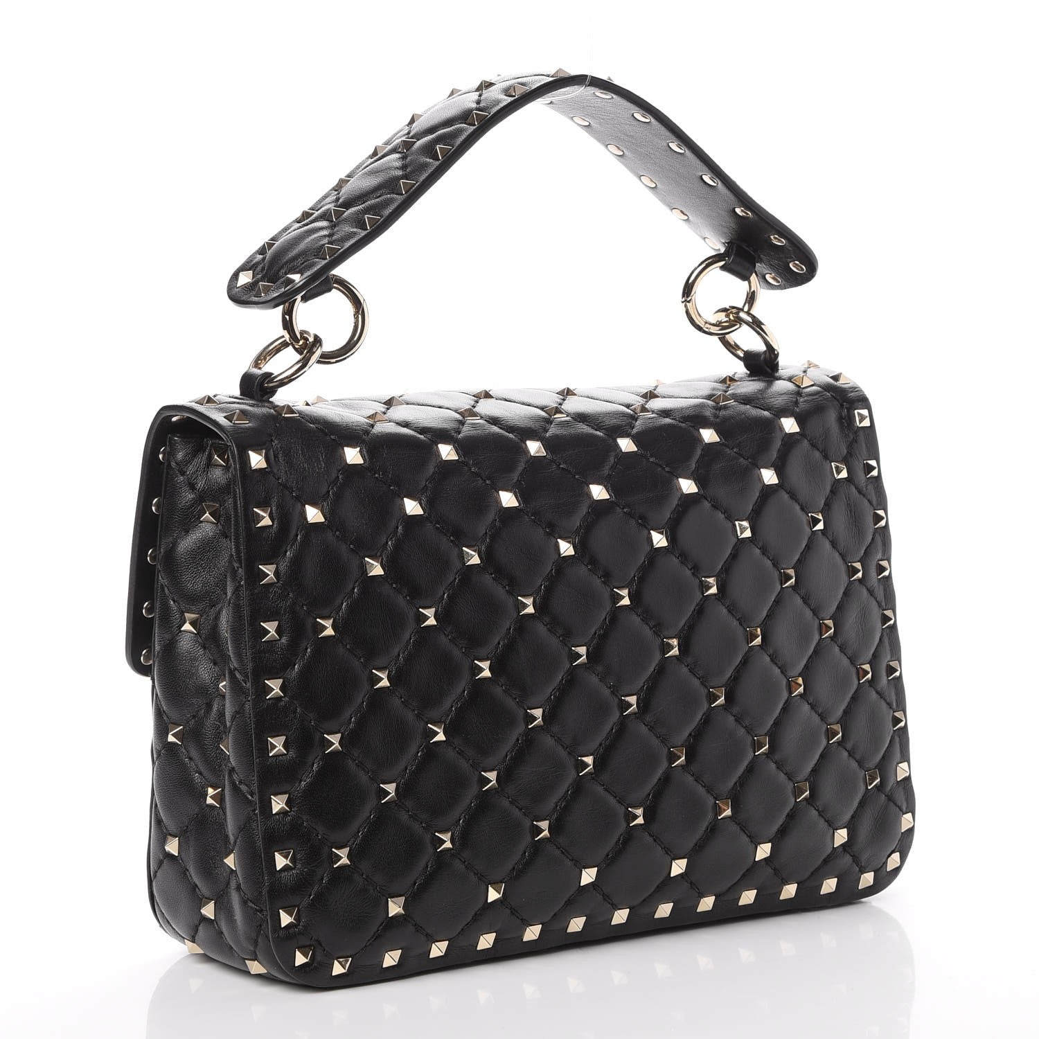 Valentino Garavani Lambskin Medium Rockstud Spike Shoulder Bag Black 3 of 8