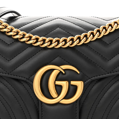 Gucci Calfskin Matelasse Small GG Marmont Shoulder Bag Black 8 of 10