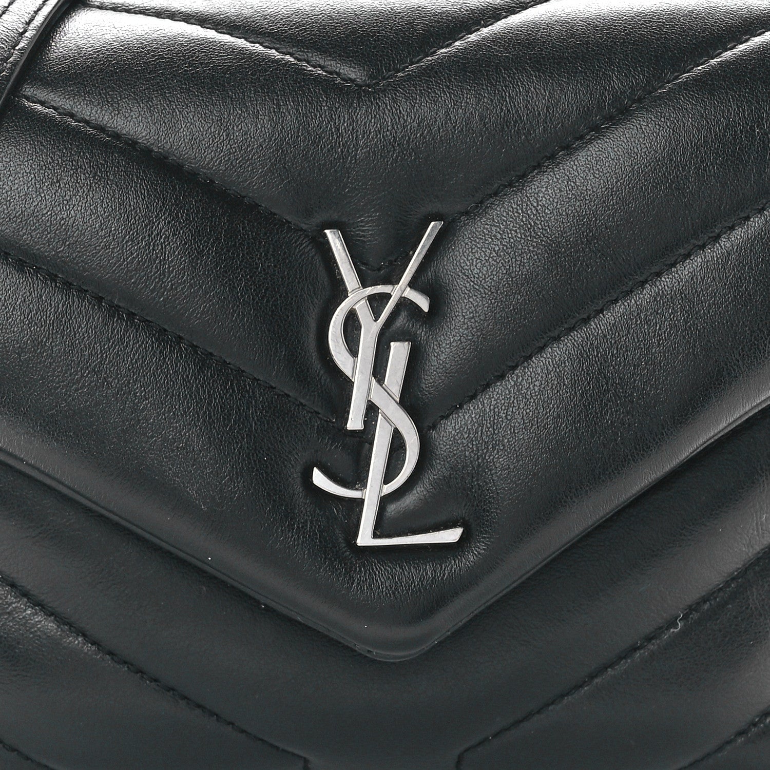 Saint Laurent Calfskin Y Quilted Monogram Toy Loulou Crossbody Bag Black 9 of 12