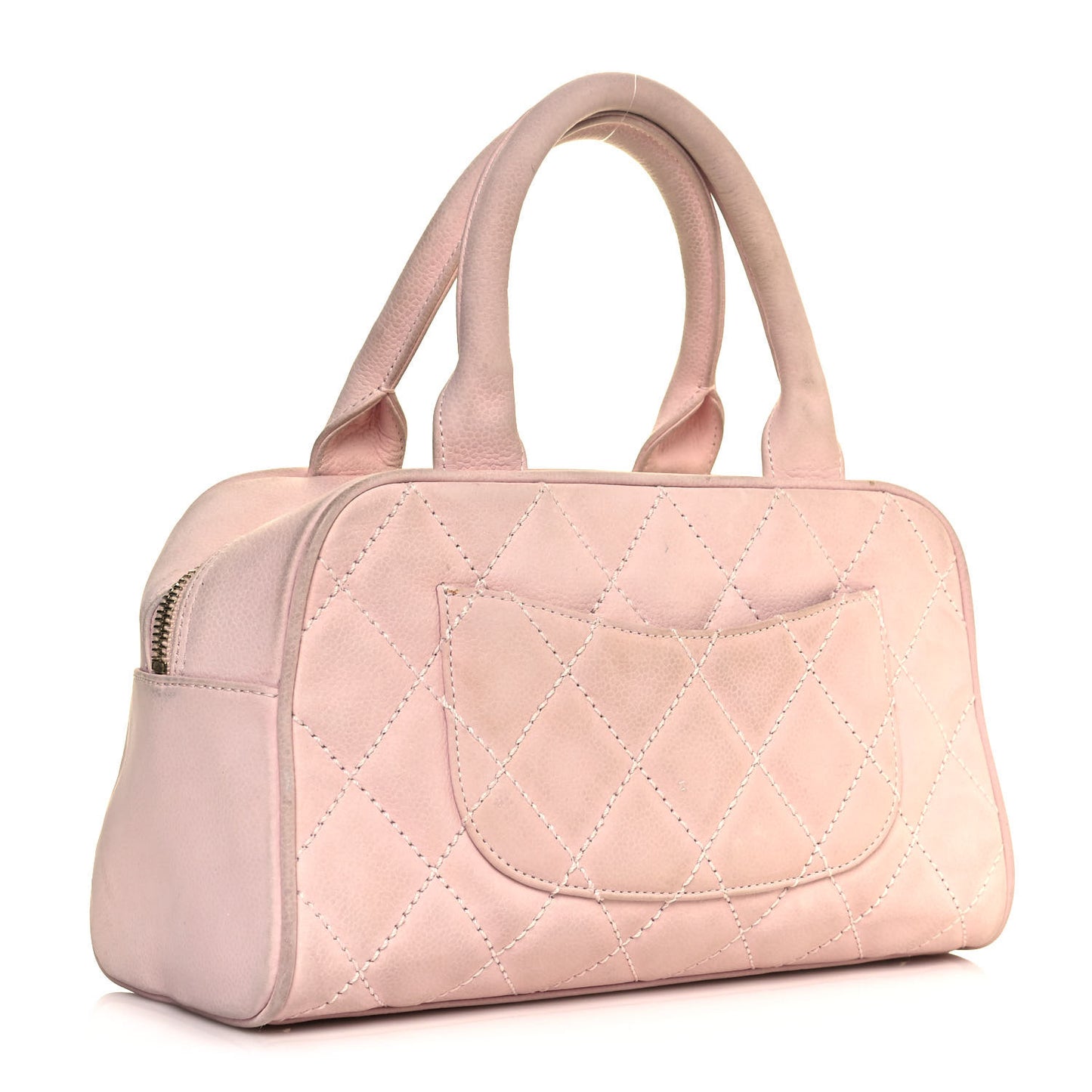 Caviar Quilted Small Bowler Tassel Pink