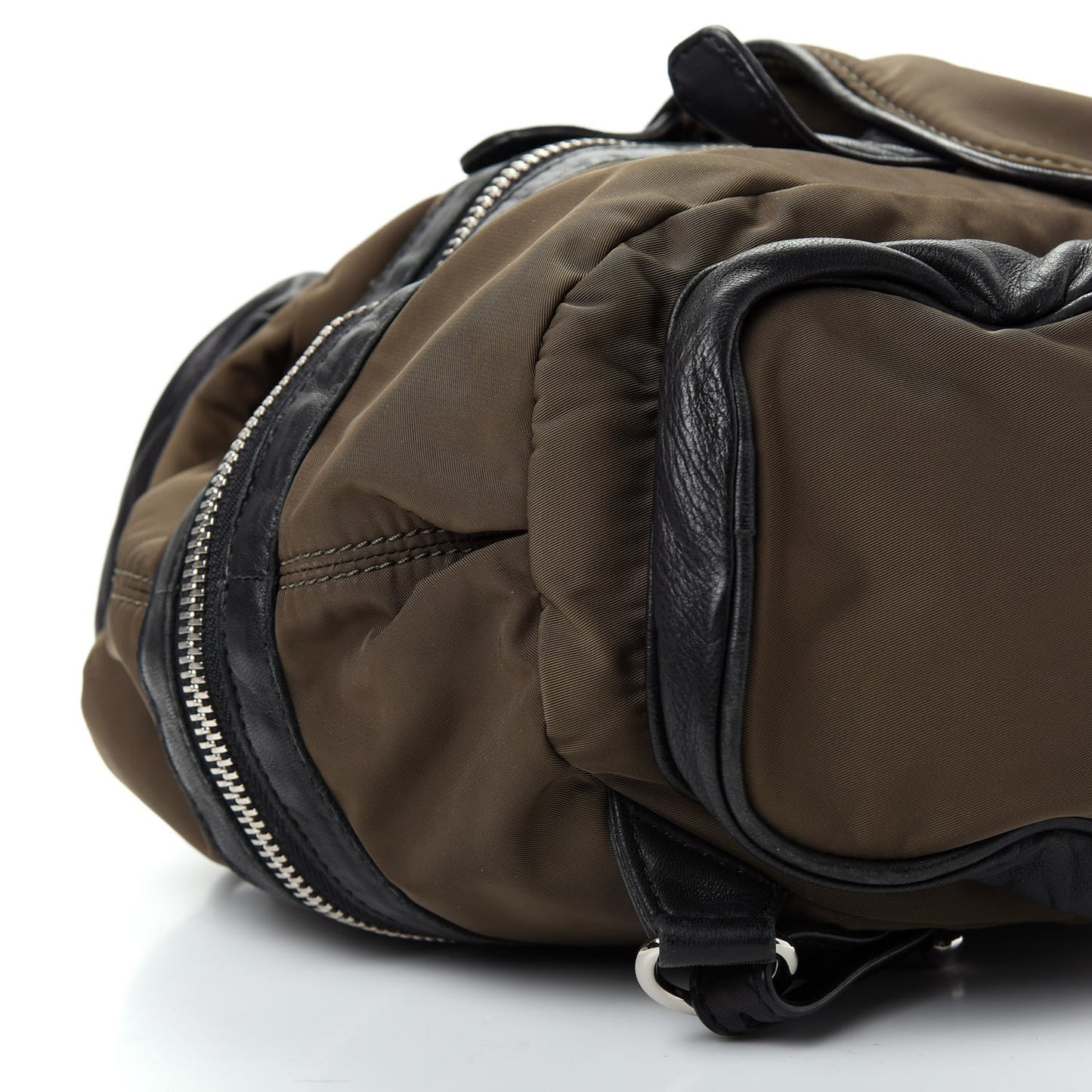 Lambskin Nylon Marti Backpack Military Green Nickel Hardware