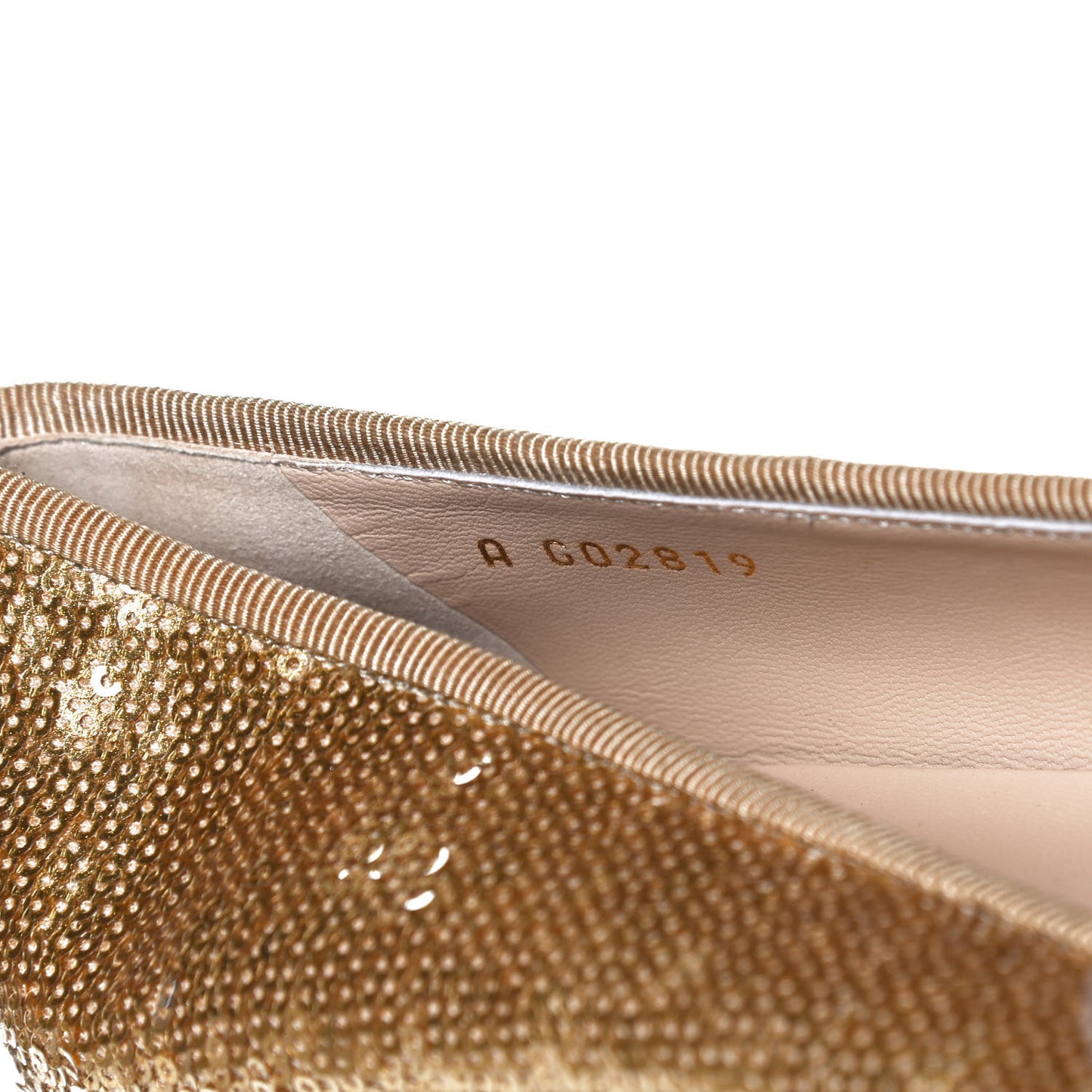 Lambskin Sequin Cap Toe Ballerina Flats 38.5 Gold