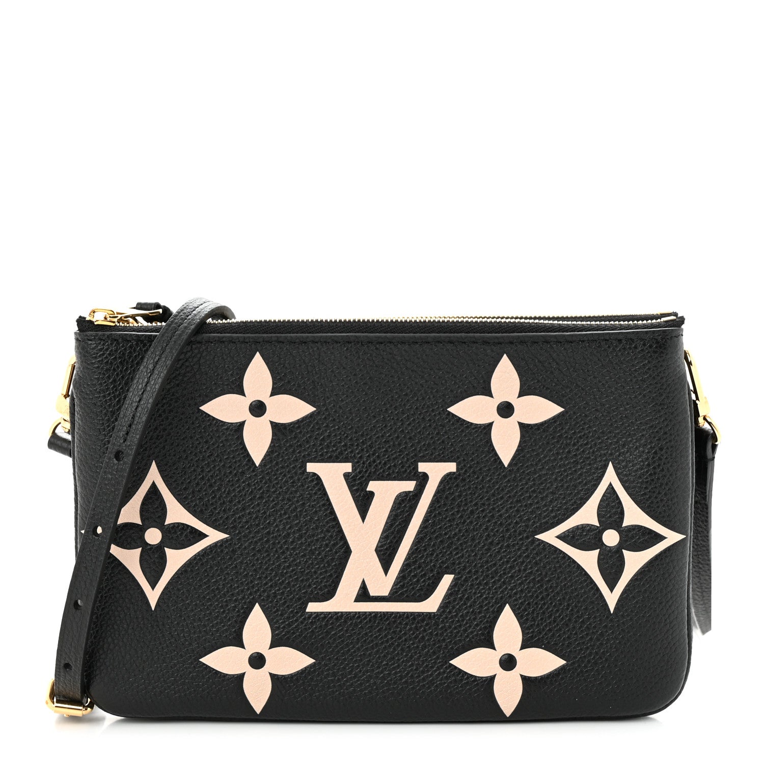 Louis Vuitton Empreinte Monogram Giant Double Zip Pochette Black Cream 1 of 11