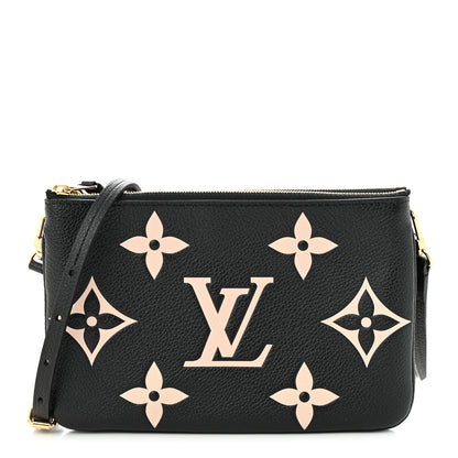 Louis Vuitton Empreinte Monogram Giant Double Zip Pochette Black Cream 1 of 11