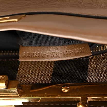 Fendi Vitello Seta Fabric Jacquard Pequin Medium Peekaboo Iconic Satchel Foresta Tobacco 8 of 15