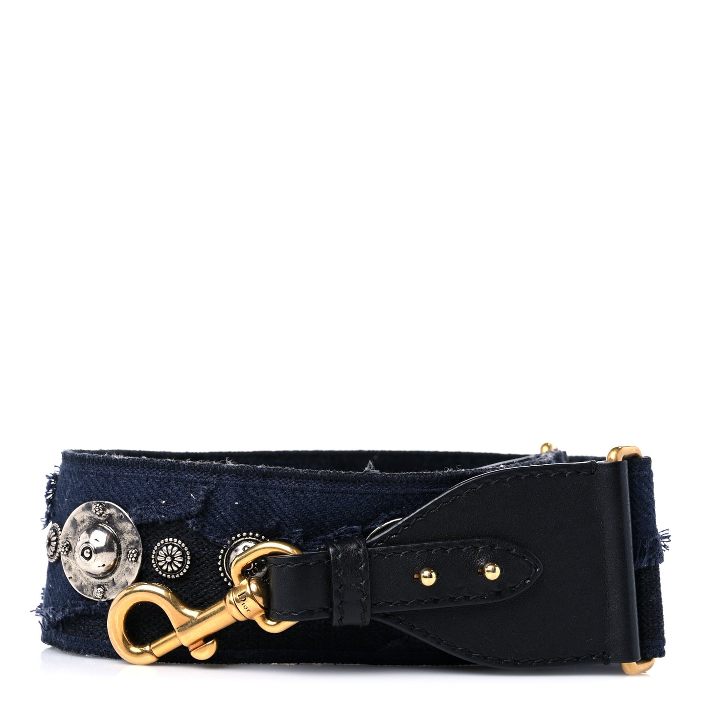 Canvas Embroidered Studded Camouflage Shoulder Strap Blue