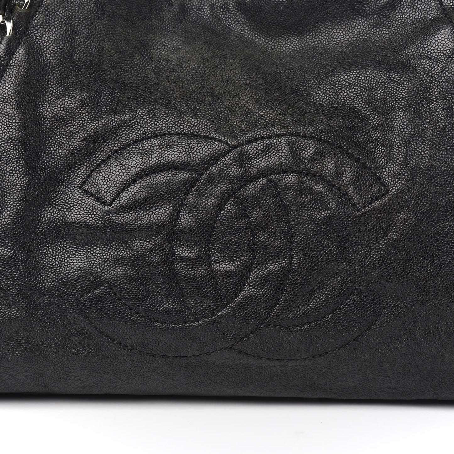 Glazed Caviar East West Modern Chain Tote Black