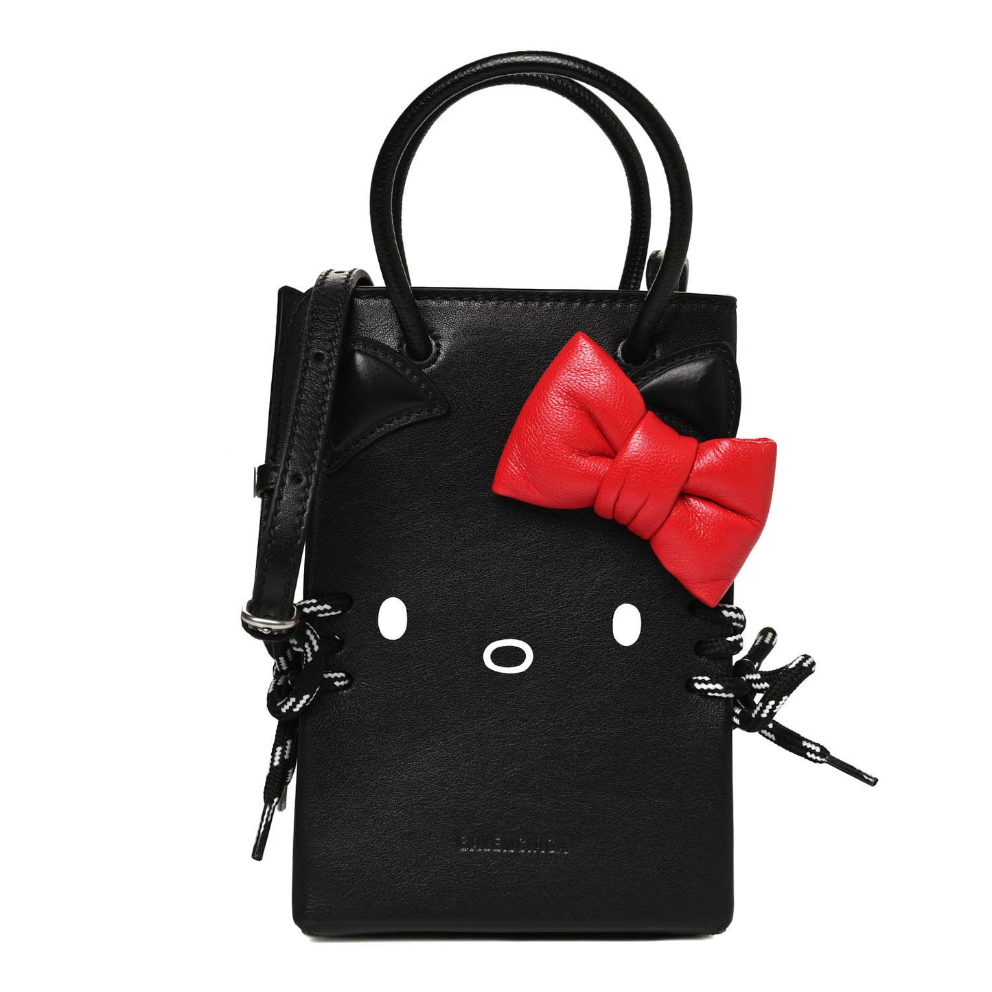 Calfskin Hello Kitty Phone Holder Bag Black