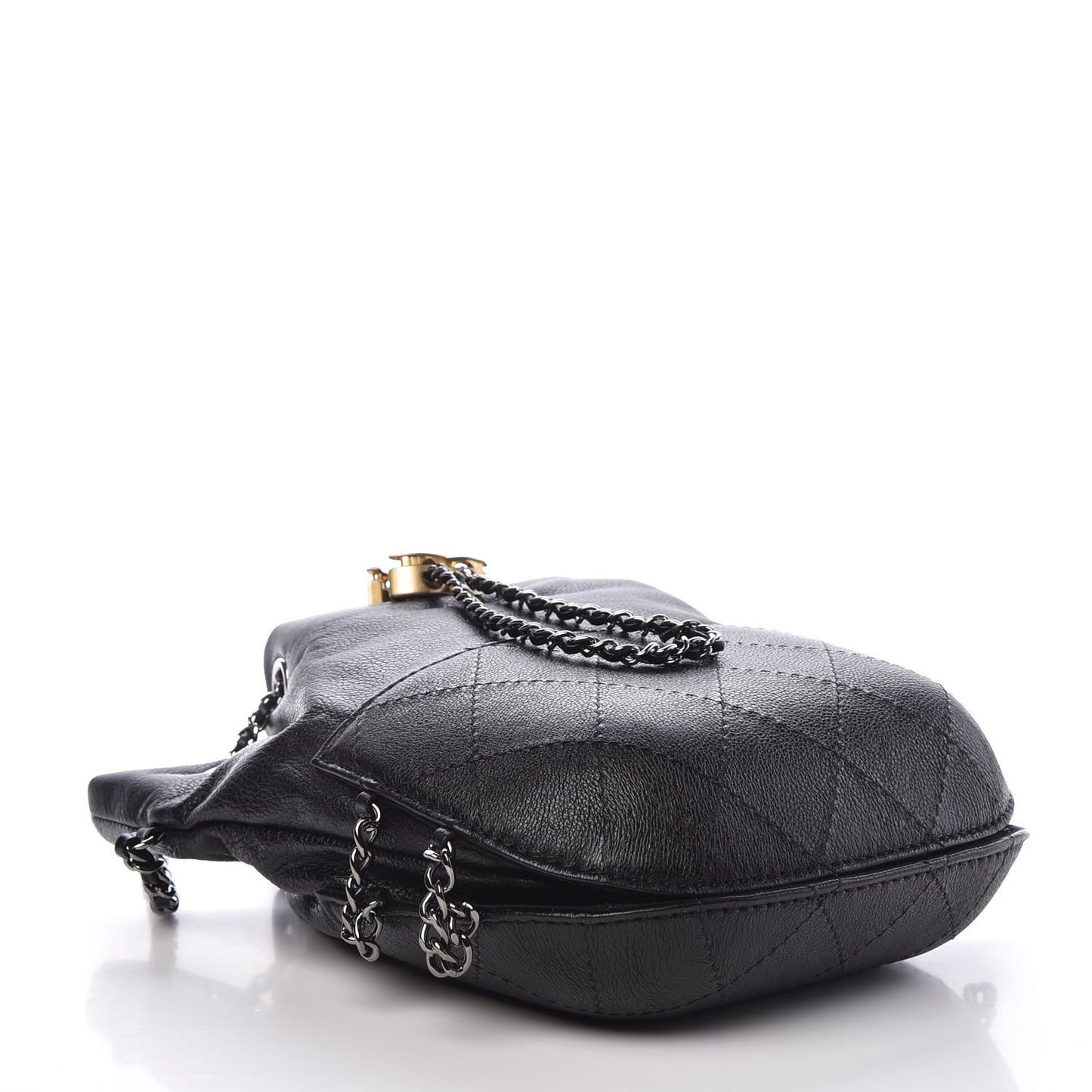 Calfskin Quilted Small Gabrielle Bucket Black