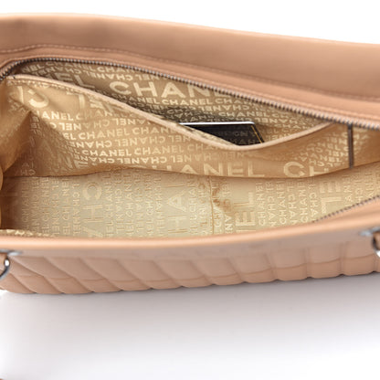 Chanel Calfskin Vertical Quilted Lax East West Shoulder Bag Beige 5 of 11