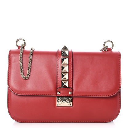 Valentino Garavani Vitello Medium Glam Lock Rockstud Flap Red 1 of 7