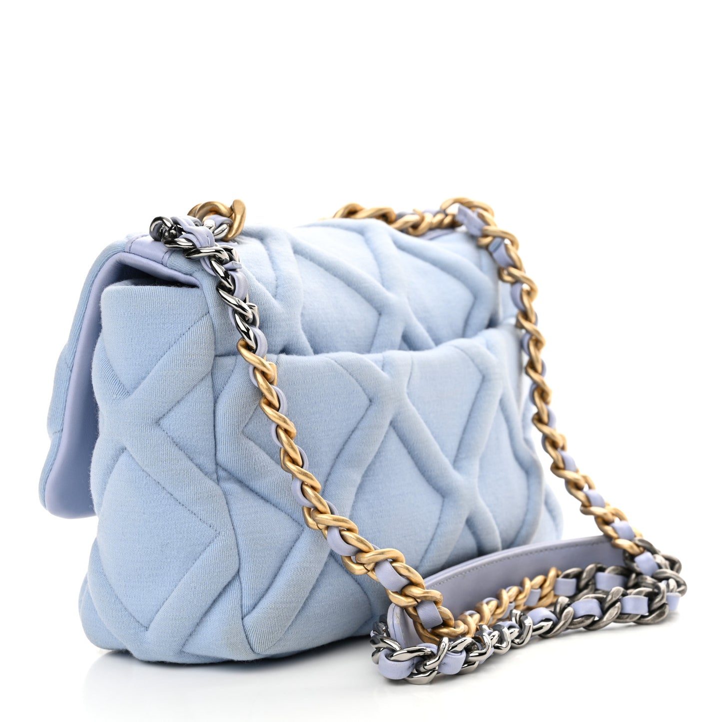 Jersey Lambskin Quilted Medium Chanel 19 Flap Light Blue
