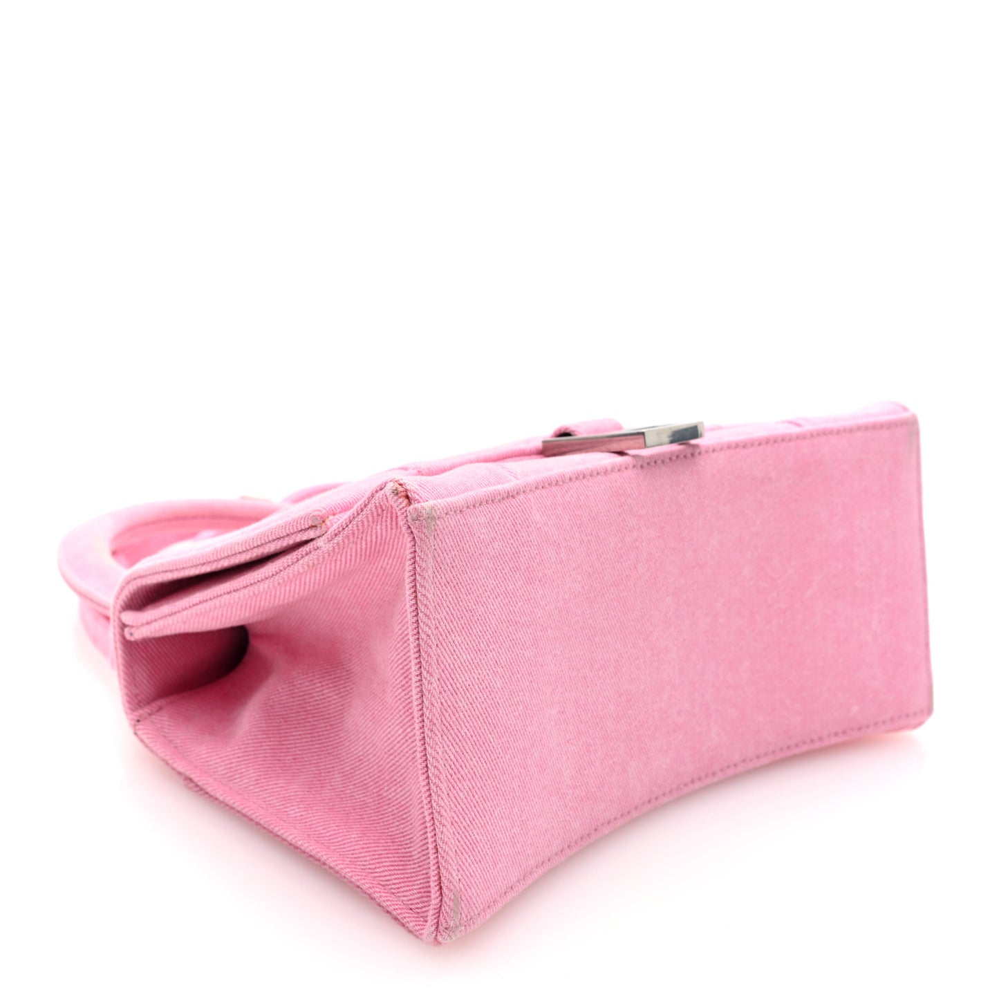 Washed Denim Small Hourglass Top Handle Bag Denim Pink