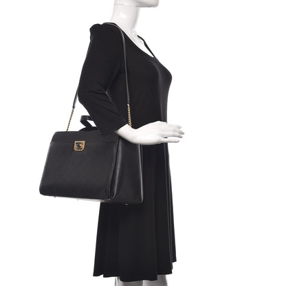 Chanel Calfskin Stitched Large Straight Lines Shopping Tote Black 2 of 13