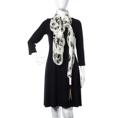 Alexander McQueen Silk Chiffon Skull Scarf Ivory Black 2 of 3