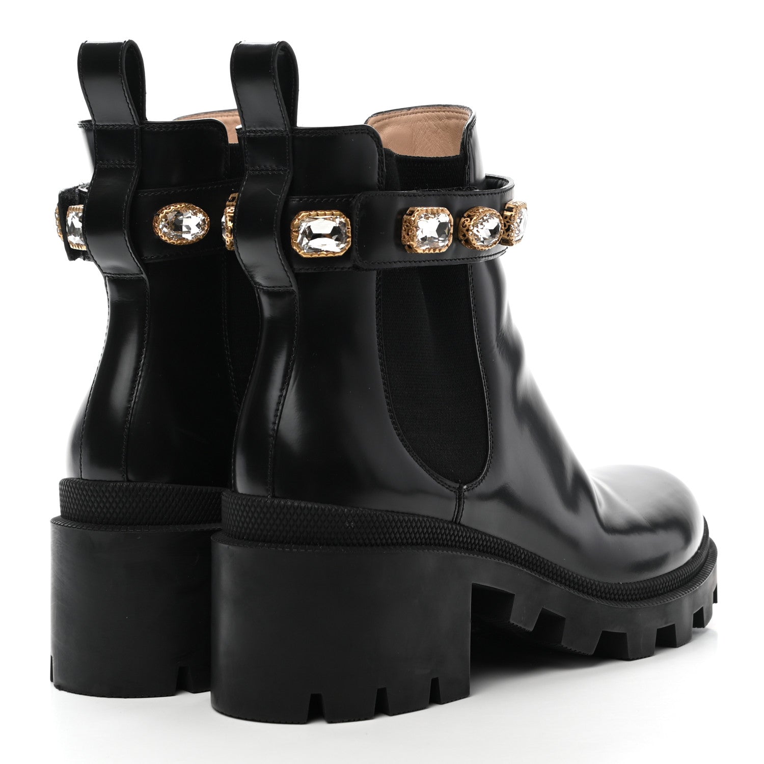 Gucci Calfskin Crystal GG Trip Chelsea Ankle Boots 39 Black 4 of 9