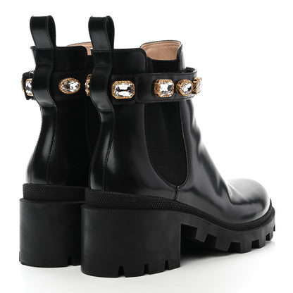 Gucci Calfskin Crystal GG Trip Chelsea Ankle Boots 39 Black 4 of 9