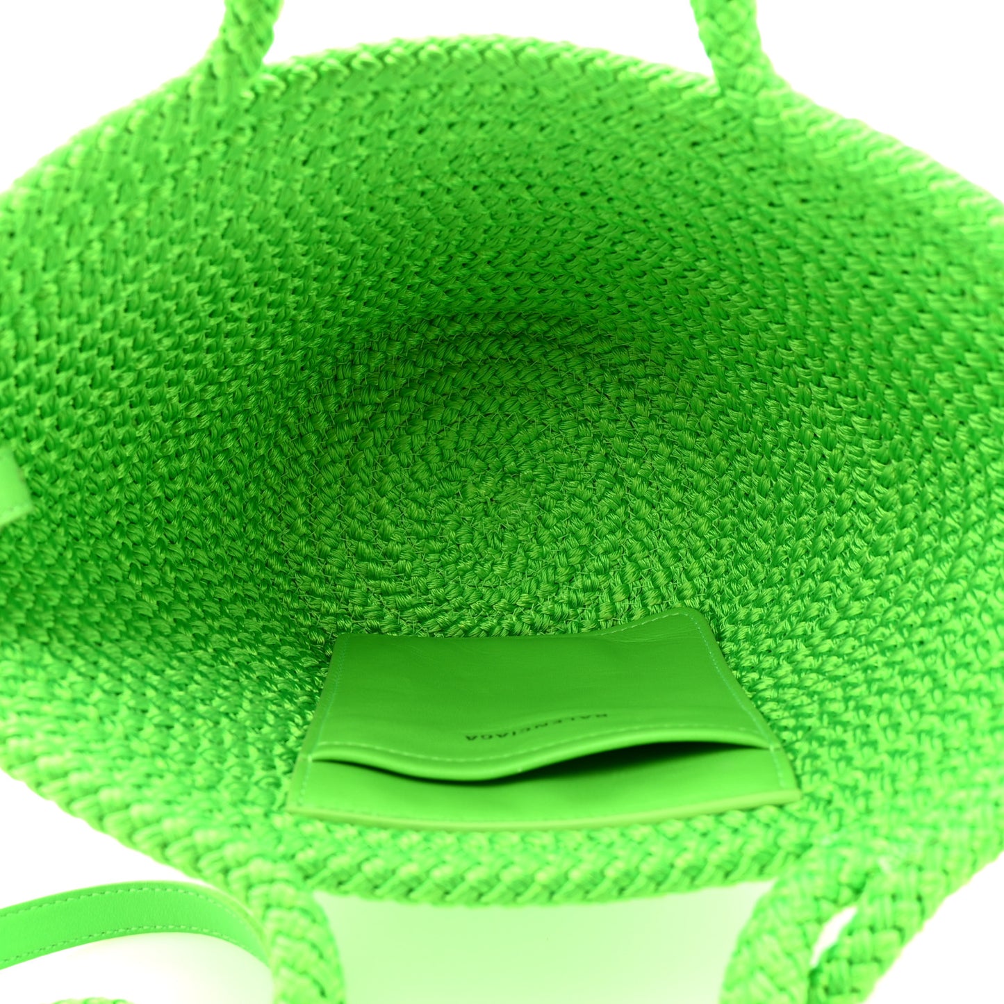 Nylon Lambskin Woven Small Ibiza Basket With Strap Green