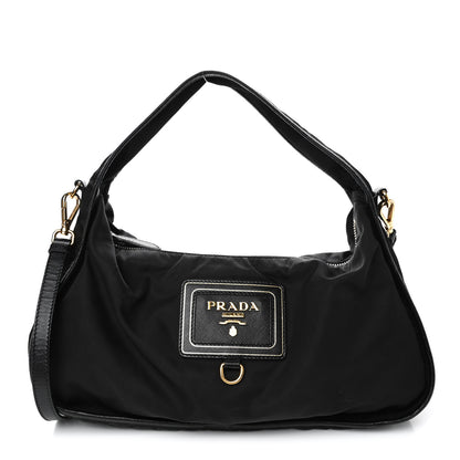 Prada Tessuto Nylon Saffiano Hobo Crossbody Black 1 of 5