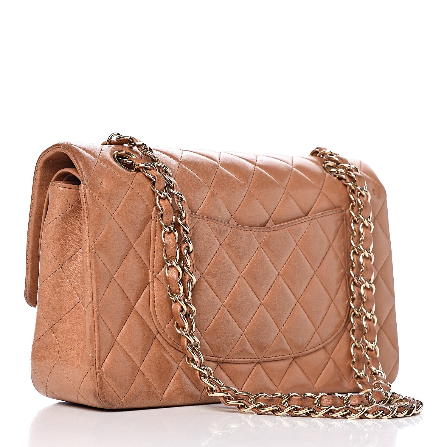 Chanel Lambskin Quilted Medium Double Flap Dark Beige 3 of 21