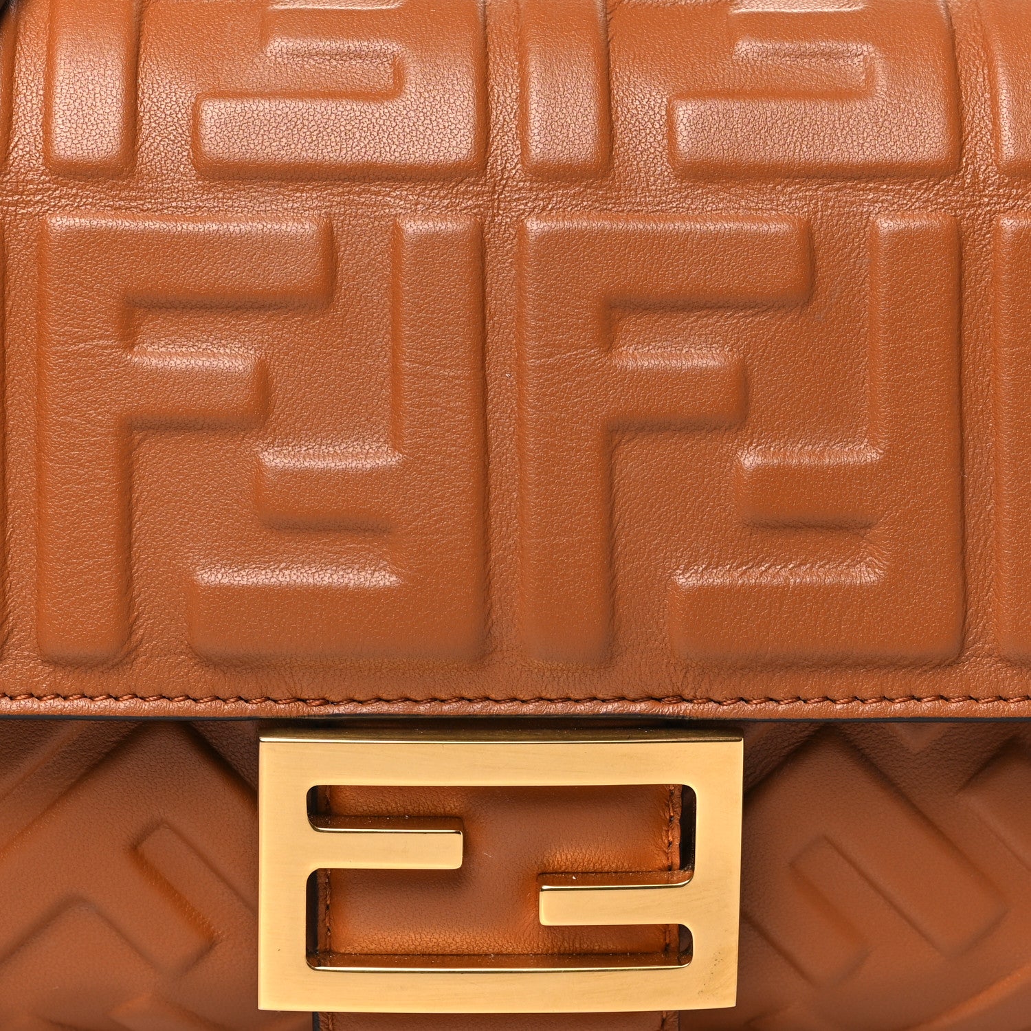 Fendi Nappa FF 1974 Embossed Baguette Coloniale 8 of 11