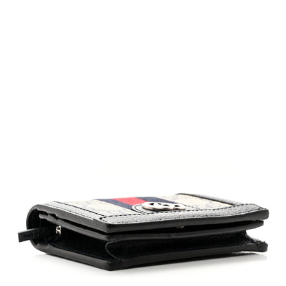 Gucci GG Supreme Monogram Textured Dollar Calfskin Web Ophidia Card Case Beige Blue 4 of 8