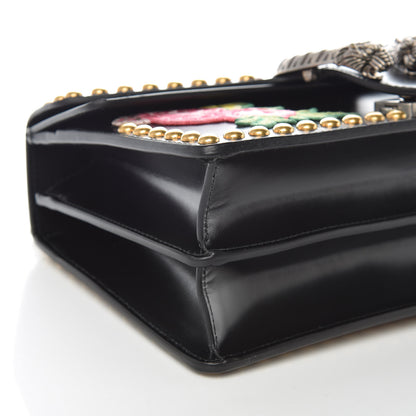 Gucci Calfskin Floral Embroidered Studded Small Dionysus Shoulder Bag Black 9 of 10