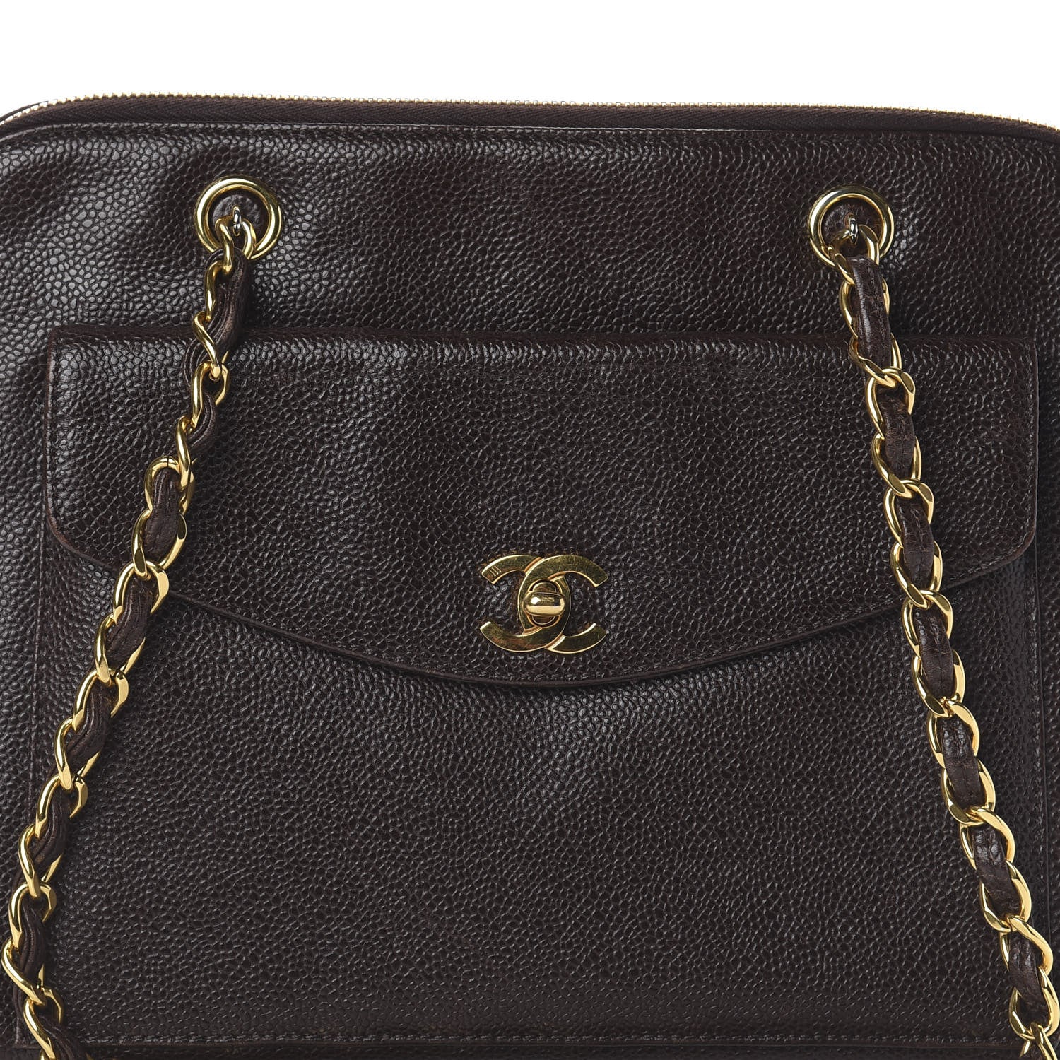 Chanel Caviar Flap Shoulder Bag Dark Brown 9 of 9