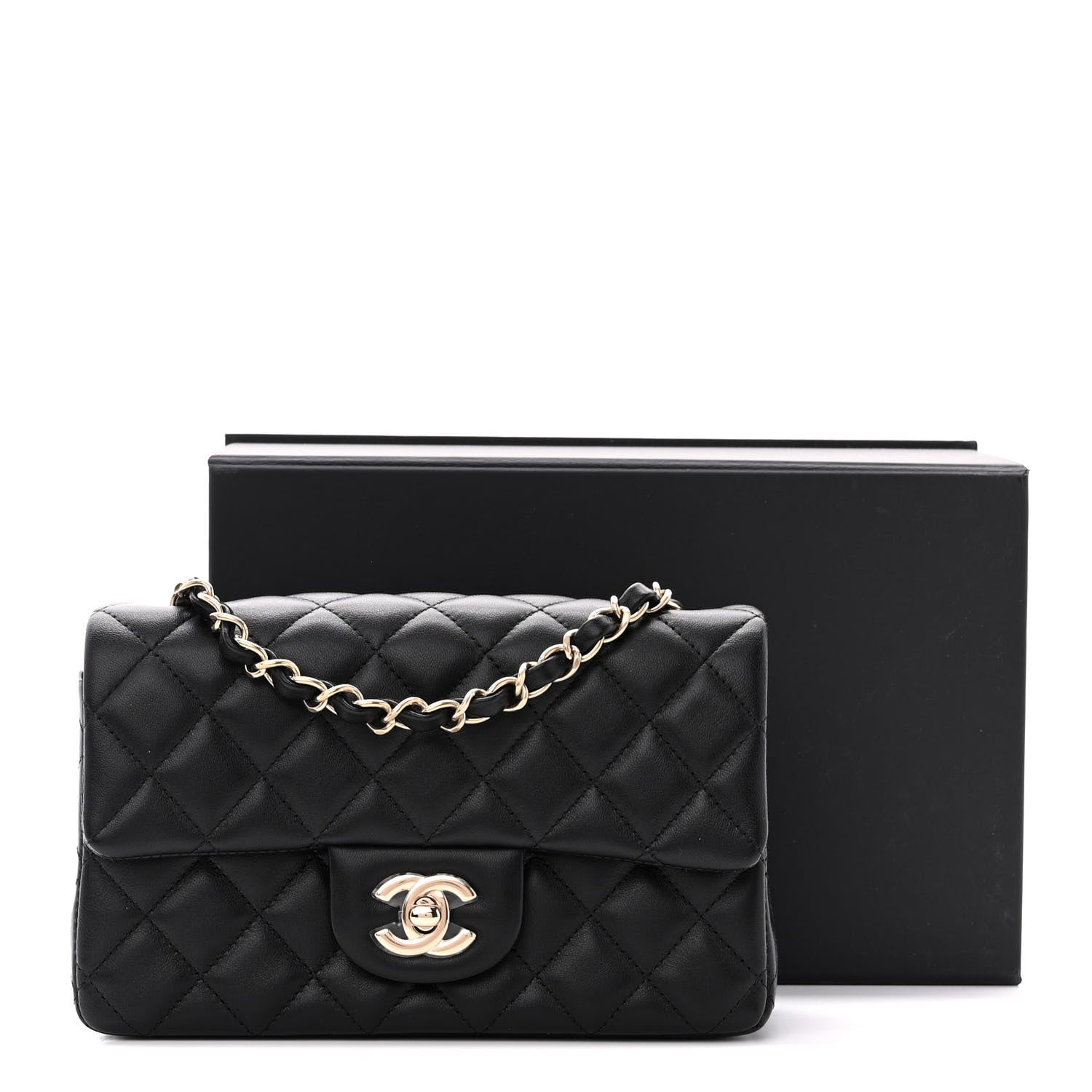 Chanel Lambskin Quilted Mini Rectangular Flap Black 13 of 13