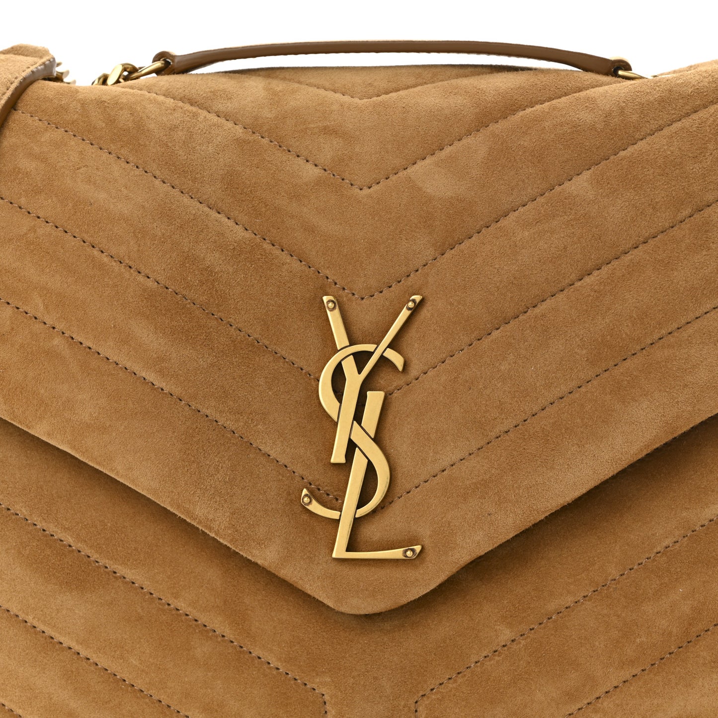 Suede Y Quilted Monogram Medium Loulou Chain Satchel Cinnamon