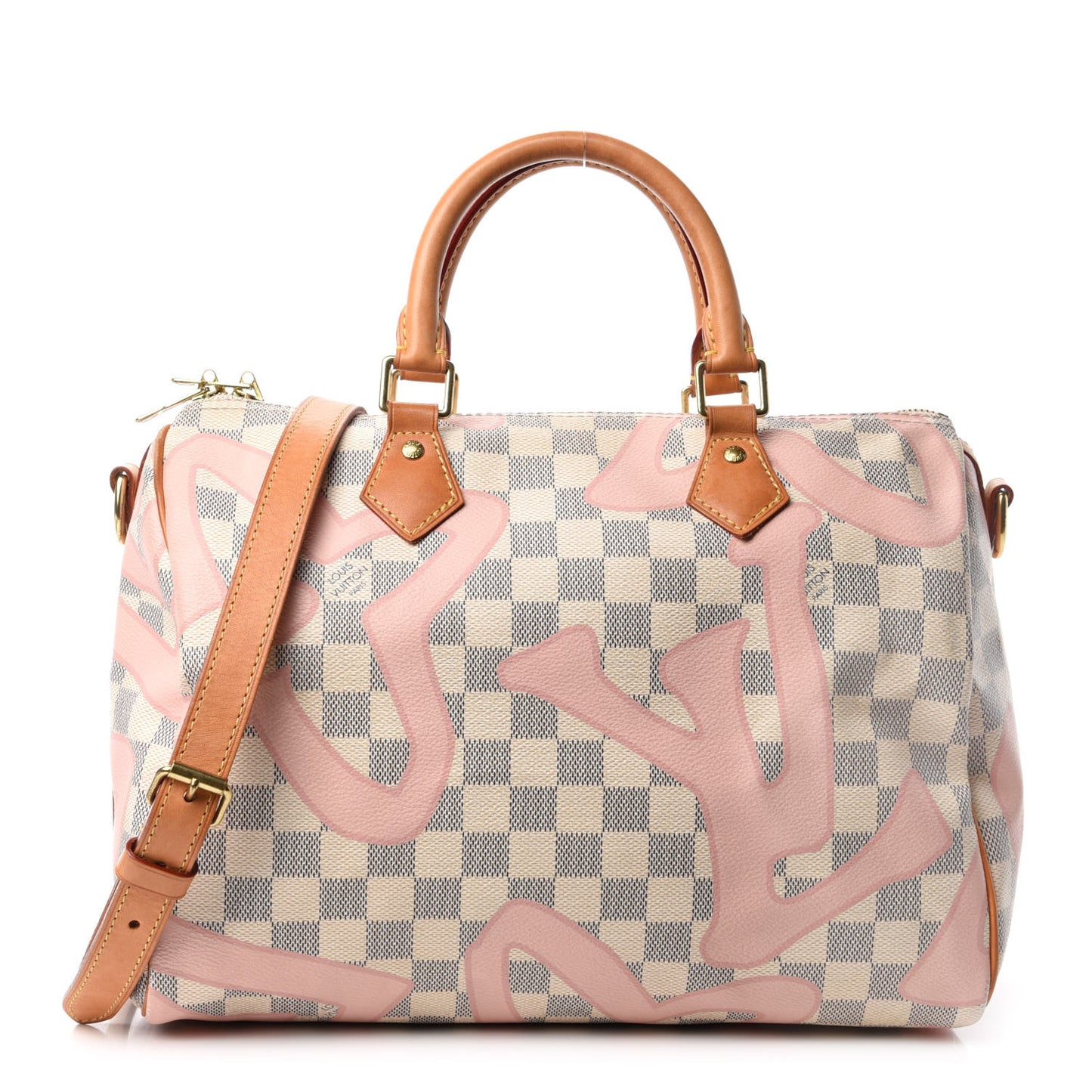 Damier Azur Tahitienne Speedy Bandouliere 30 Rose Ballerine