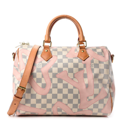 Louis Vuitton Damier Azur Tahitienne Speedy Bandouliere 30 Rose Ballerine 1 of 12