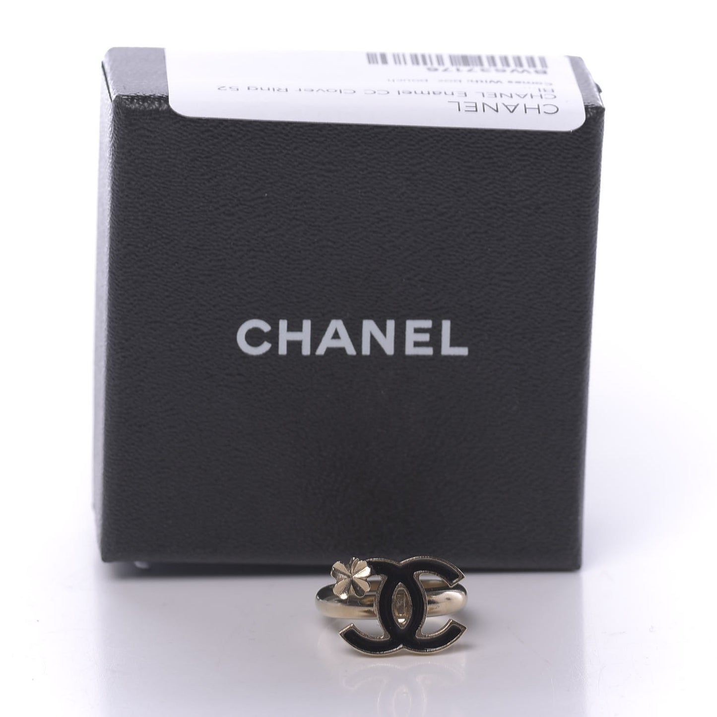 Enamel CC Clover Ring 6.25 Black Gold