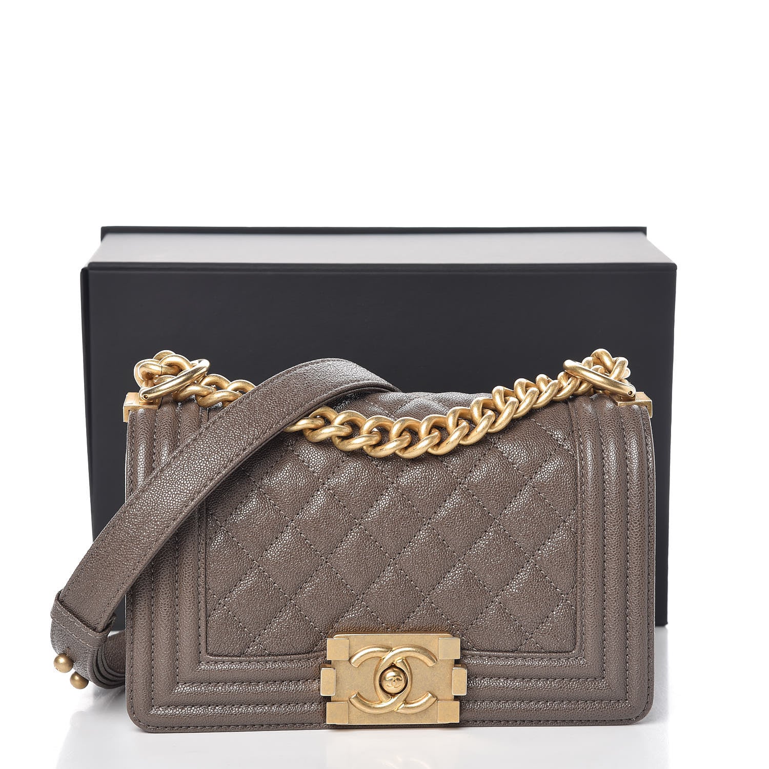 Chanel Caviar Quilted Small Boy Flap Khaki 10 of 10