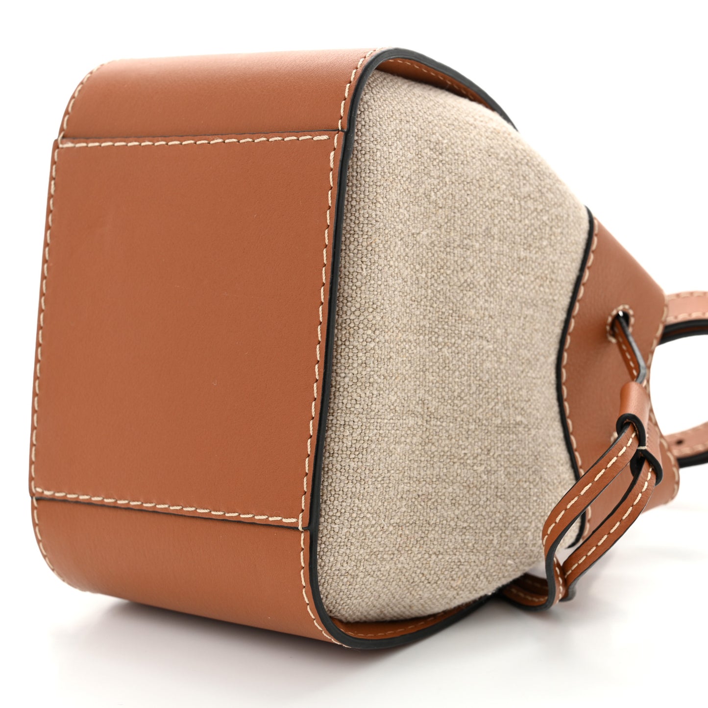 Calfskin Canvas Mini Hammock Shoulder Bag Natural Tan