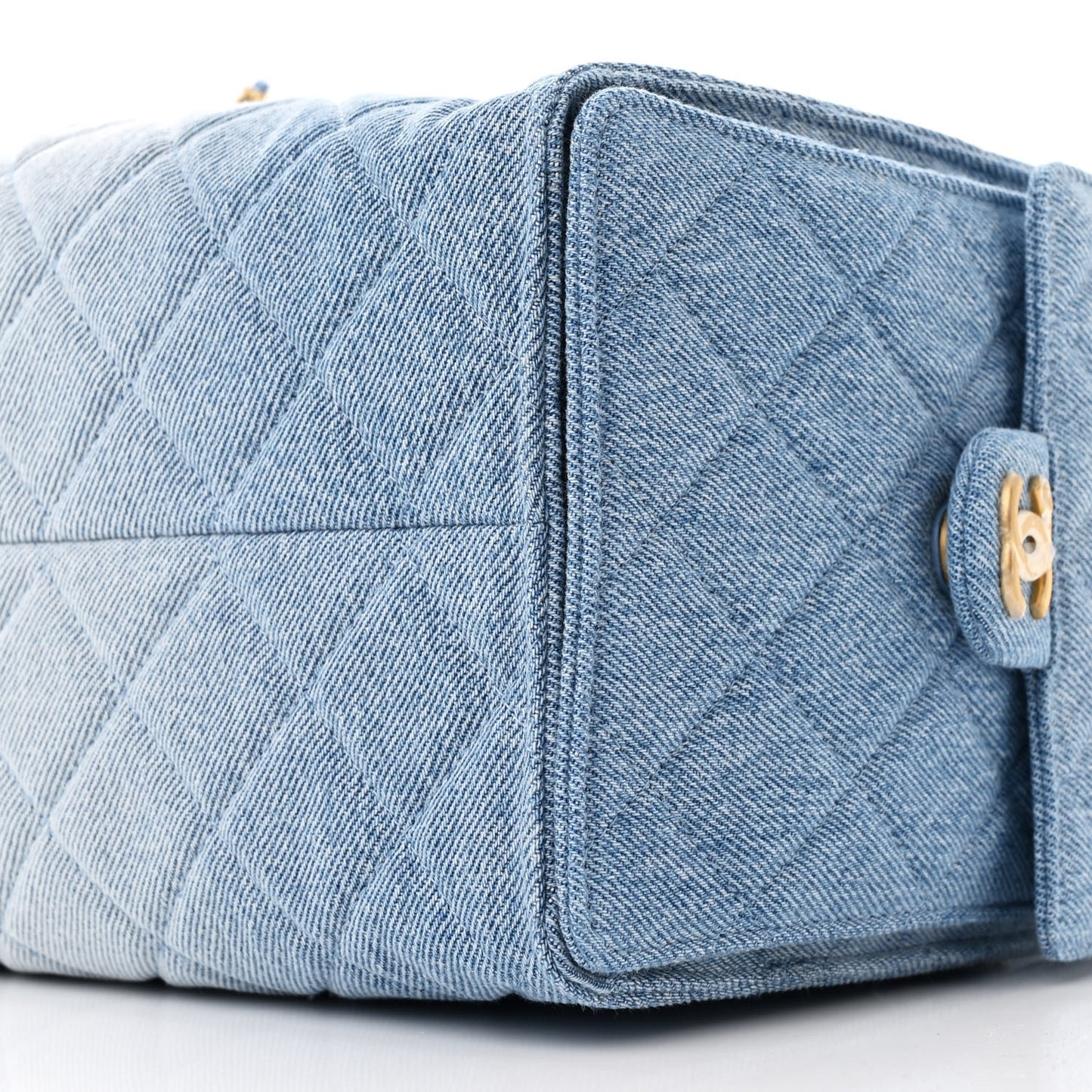 Washed Denim Quilted Medium Chanel 25 Handbag Blue