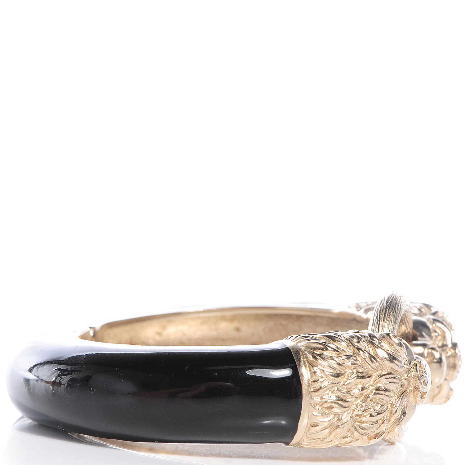 Chanel Enamel Lion Head Bracelet Black Gold 4 of 5