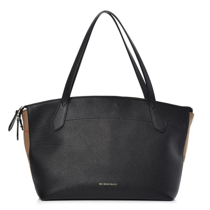 Burberry Derby Calfskin House Check Medium Welburn Tote Black 1 of 13