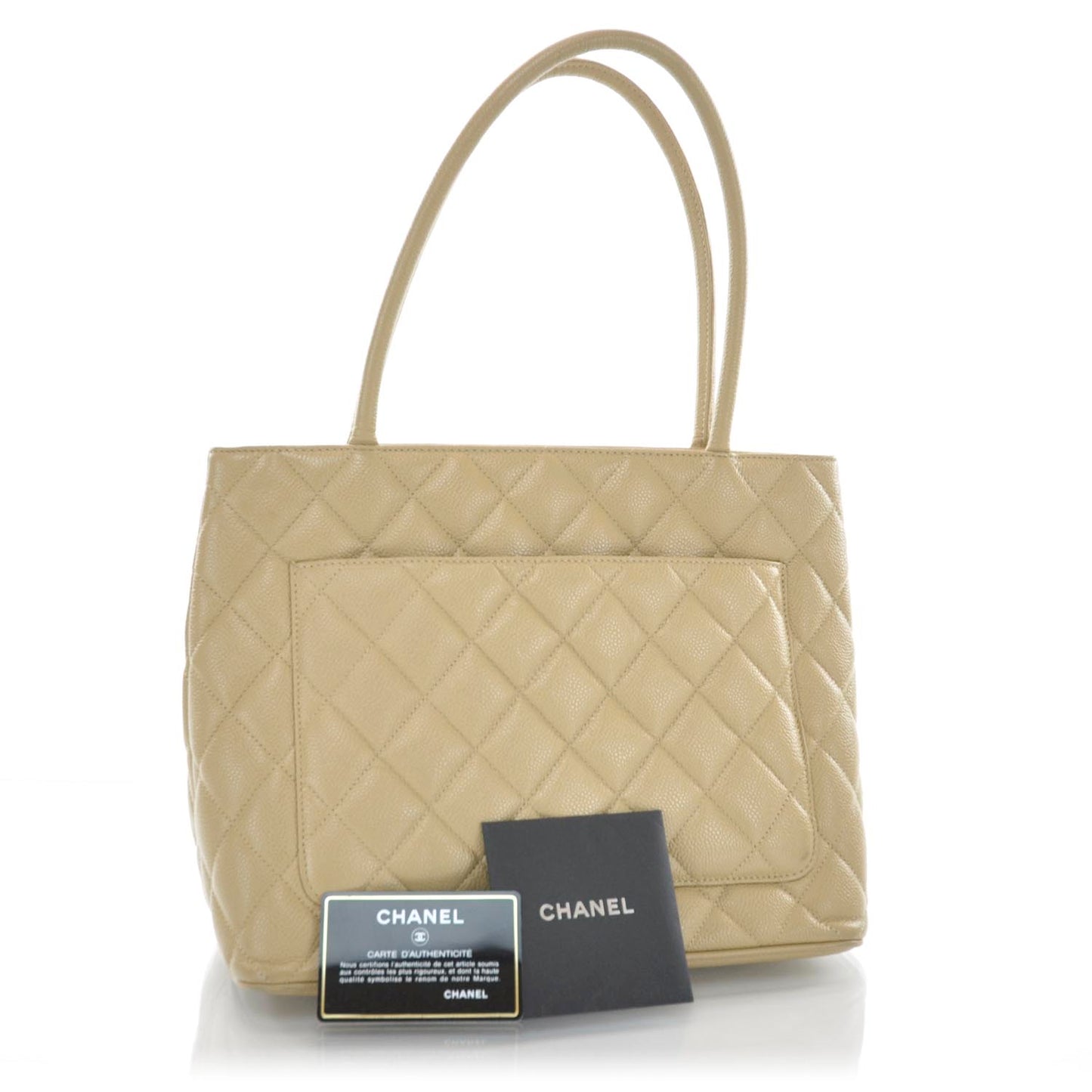 Caviar Quilted Medallion Tote Beige