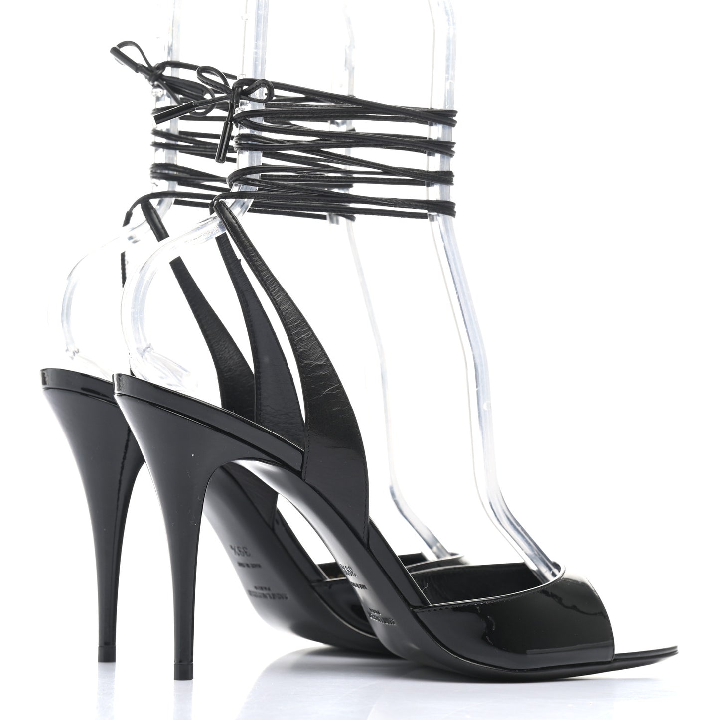 Patent Calfskin Anouk 95 Ankle Wrap Sandals 39.5 Black