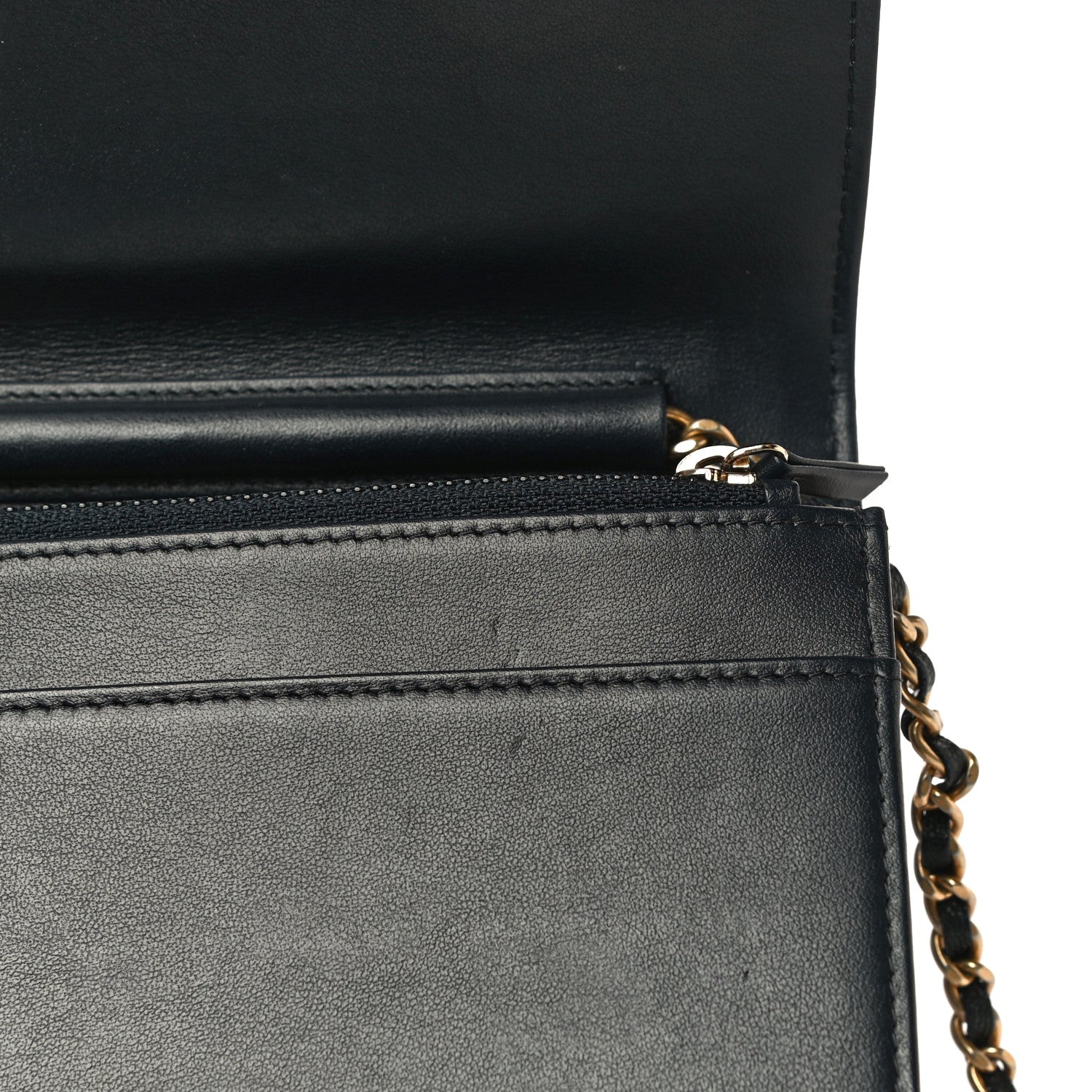 Chanel Caviar Quilted Boy Wallet On Chain WOC Navy 16 of 18